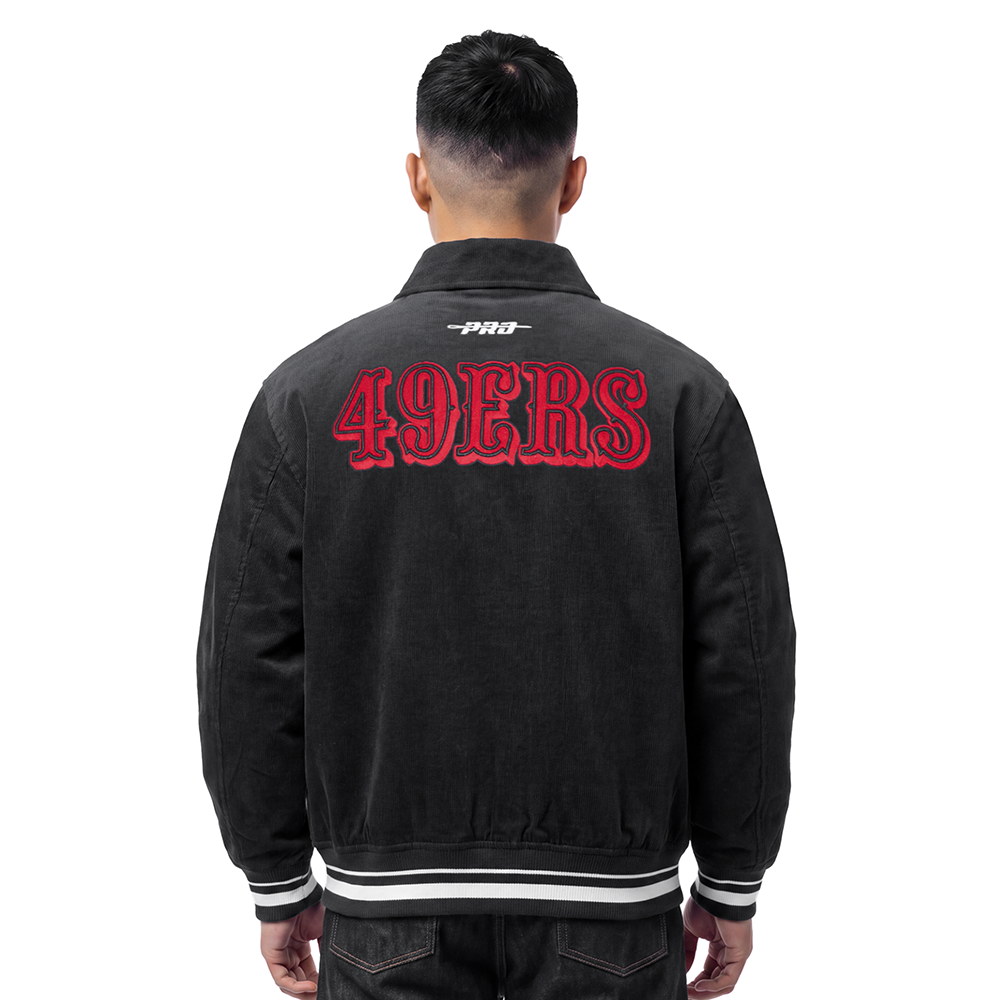 NFL SAN FRANCISCO 49ERS CLASSIC CORDUROY MANTEAU POUR HOMME (NOIR)