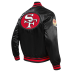 NFL SAN FRANCISCO 49ERS RETRO CLASSIC MEN'S RIB SATIN JACKET (BLACK/RED/BLACK)