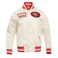 NFL SAN FRANCISCO 49ERS RETRO CLASSIC MEN'S RIB SATIN JACKET (EGGSHELL/ RED)