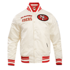 NFL SAN FRANCISCO 49ERS RETRO CLASSIC MEN'S RIB SATIN JACKET (EGGSHELL/ RED)