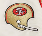 NFL SAN FRANCISCO 49ERS RETRO CLASSIC MEN'S RIB SATIN JACKET (EGGSHELL/ RED)