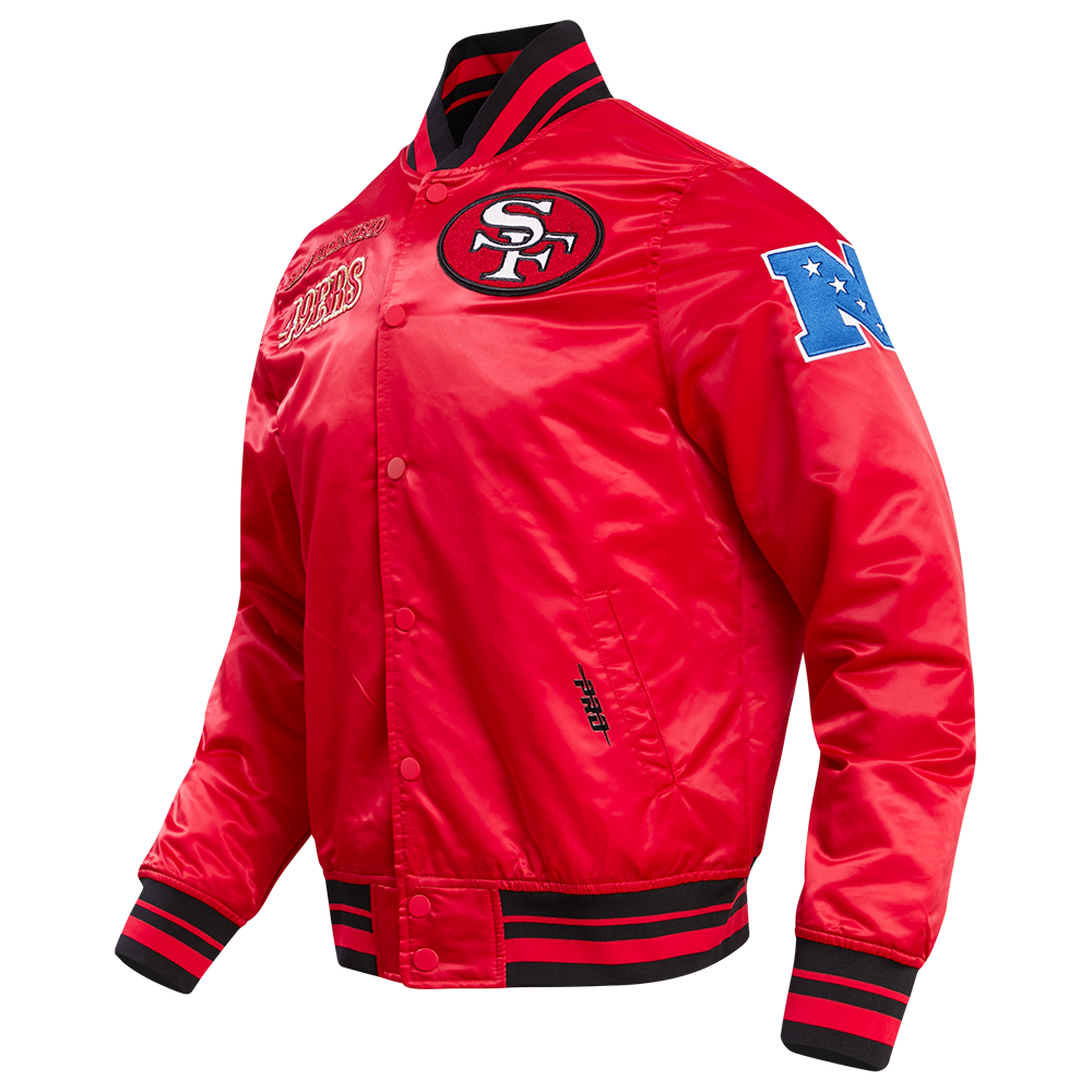 NFL SAN FRANCISCO 49ERS RETRO CLASSIC MEN'S RIB SATIN JACKET (RED/BLACK)