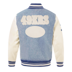 NFL SAN FRANCISCO 49ERS VARSITY BLUES BLOUSON COLLÉGIAL EN DENIM POUR HOMME (DENIM/LIN)