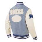 NFL SAN FRANCISCO 49ERS VARSITY BLUES BLOUSON COLLÉGIAL EN DENIM POUR HOMME (DENIM/LIN)