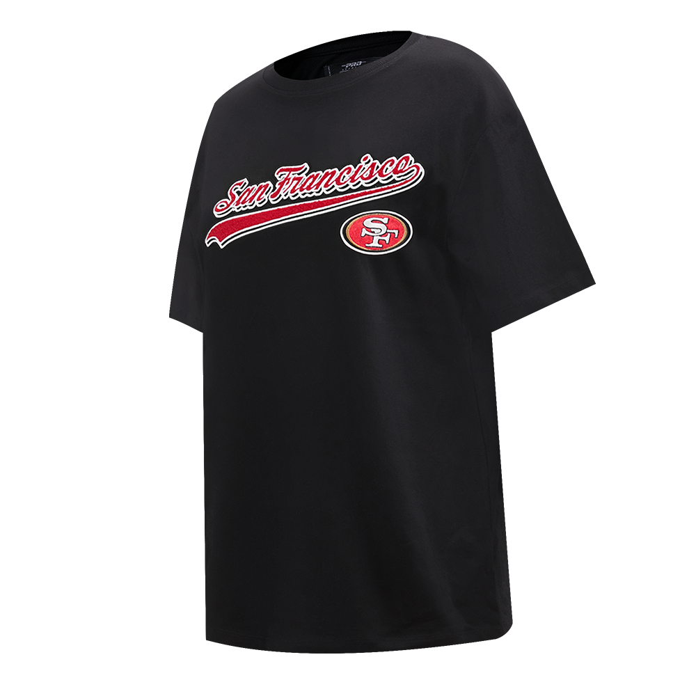 NFL SAN FRANCISCO 49ERS SCRIPT TAIL WOMEN'S BOYFRIEND TEE (BLACK)