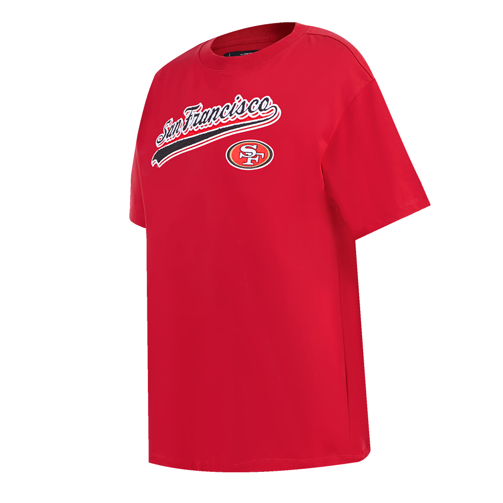 NFL SAN FRANCISCO 49ERS SCRIPT TAIL WOMEN'S BOYFRIEND TEE (RED)
