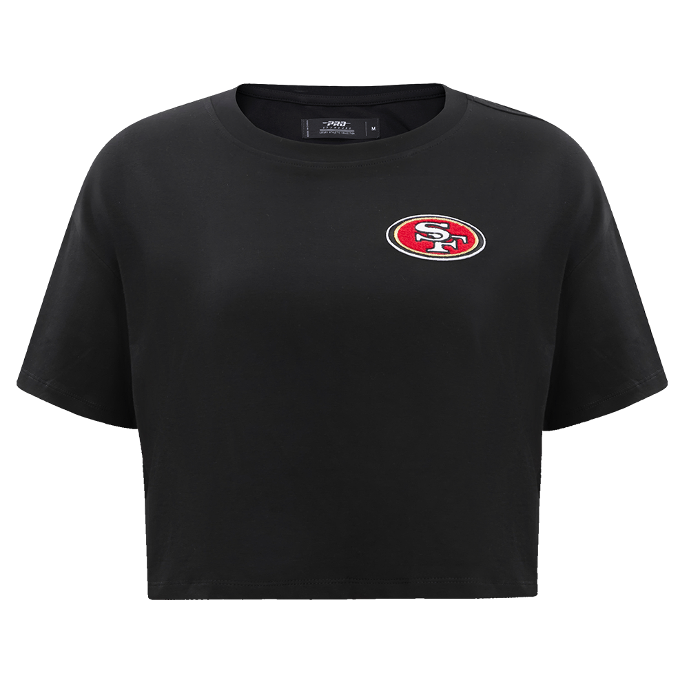 NFL SAN FRANCISCO 49ERS CLASSIC T-SHIRT EN JERSEY SIMPLE À COUPE CARRÉE (NOIR)