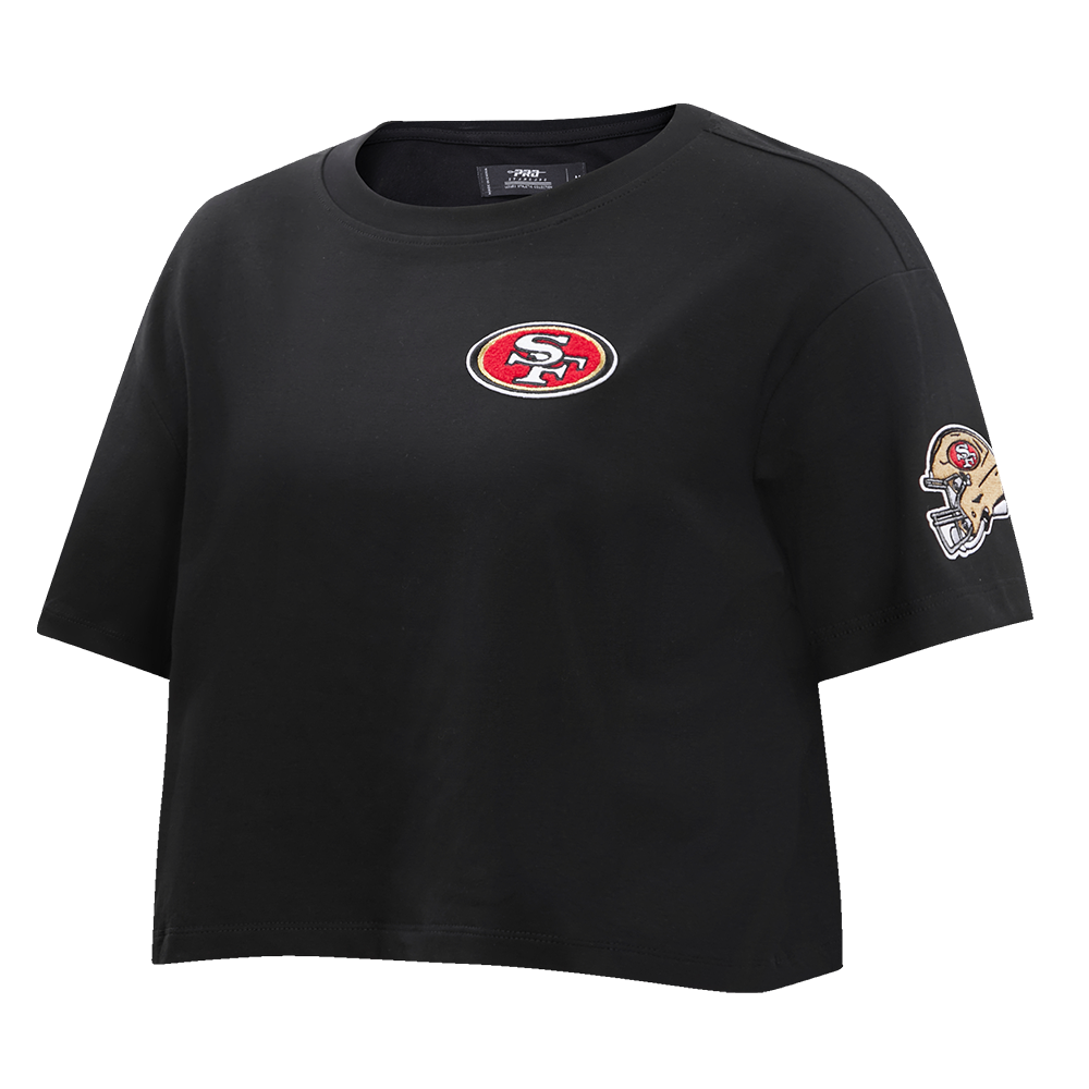 NFL SAN FRANCISCO 49ERS CLASSIC T-SHIRT EN JERSEY SIMPLE À COUPE CARRÉE (NOIR)