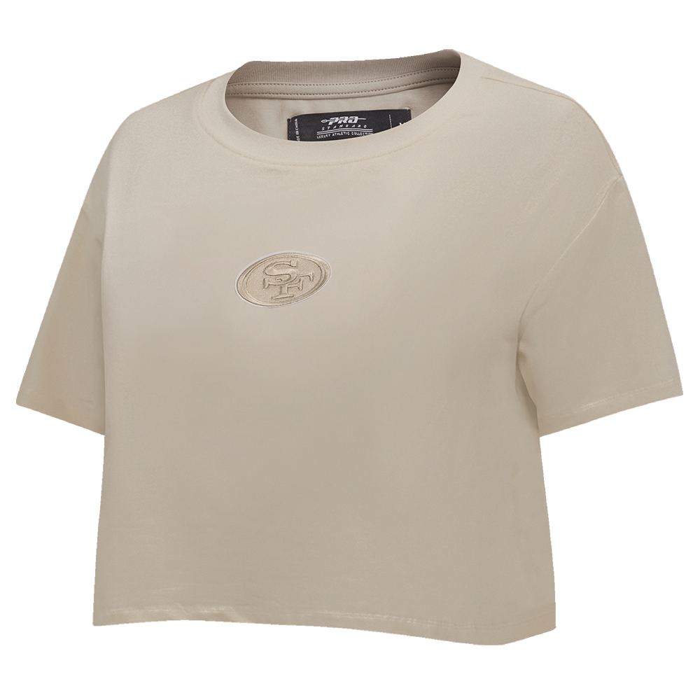 NFL SAN FRANCISCO 49ERS WINGSPAN WOMEN'S SJ BOXY TEE (TAUPE)