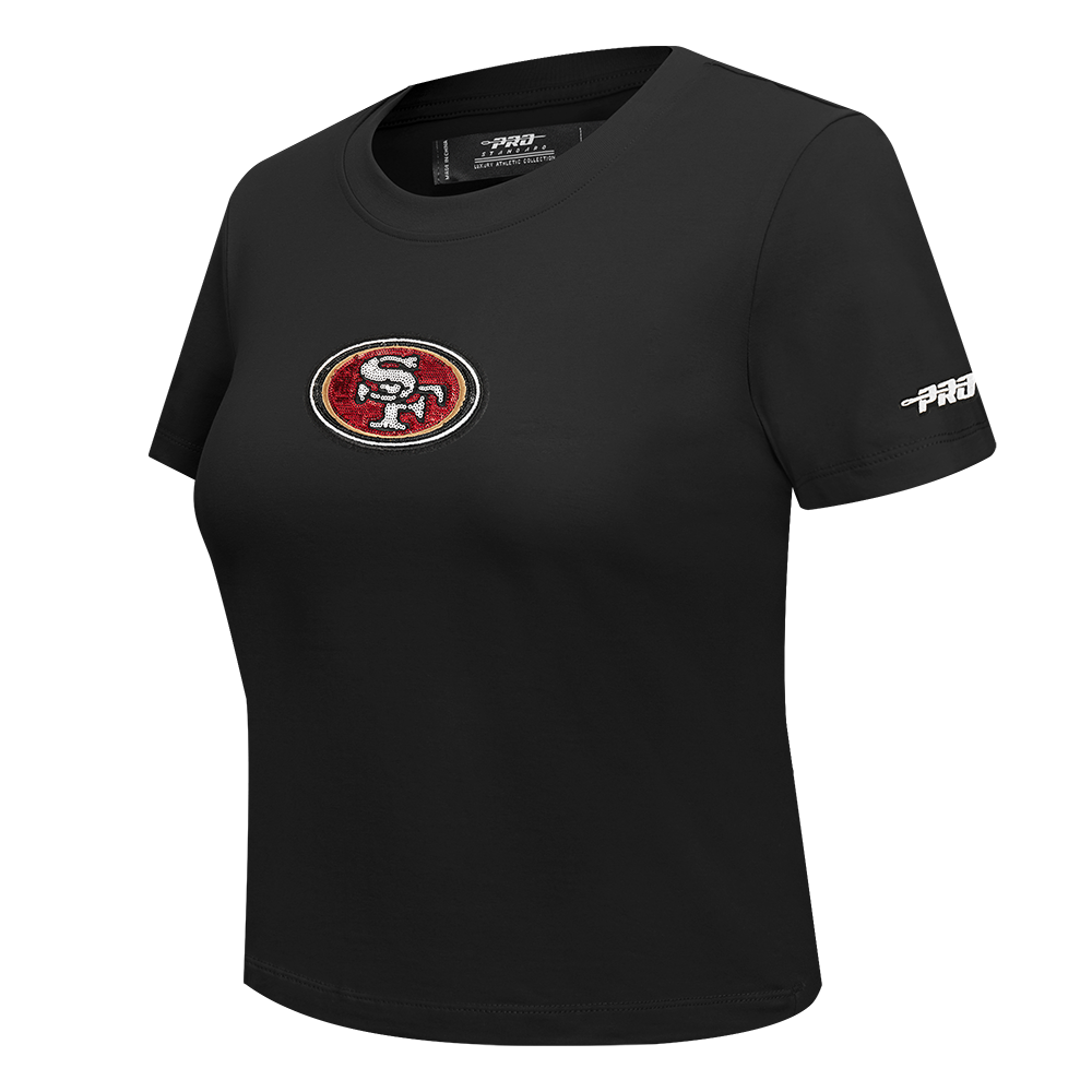 NFL SAN FRANCISCO 49ERS GAME DAY CLASSICS WOMEN'S SJ BABY DOLL TEE (BLACK)