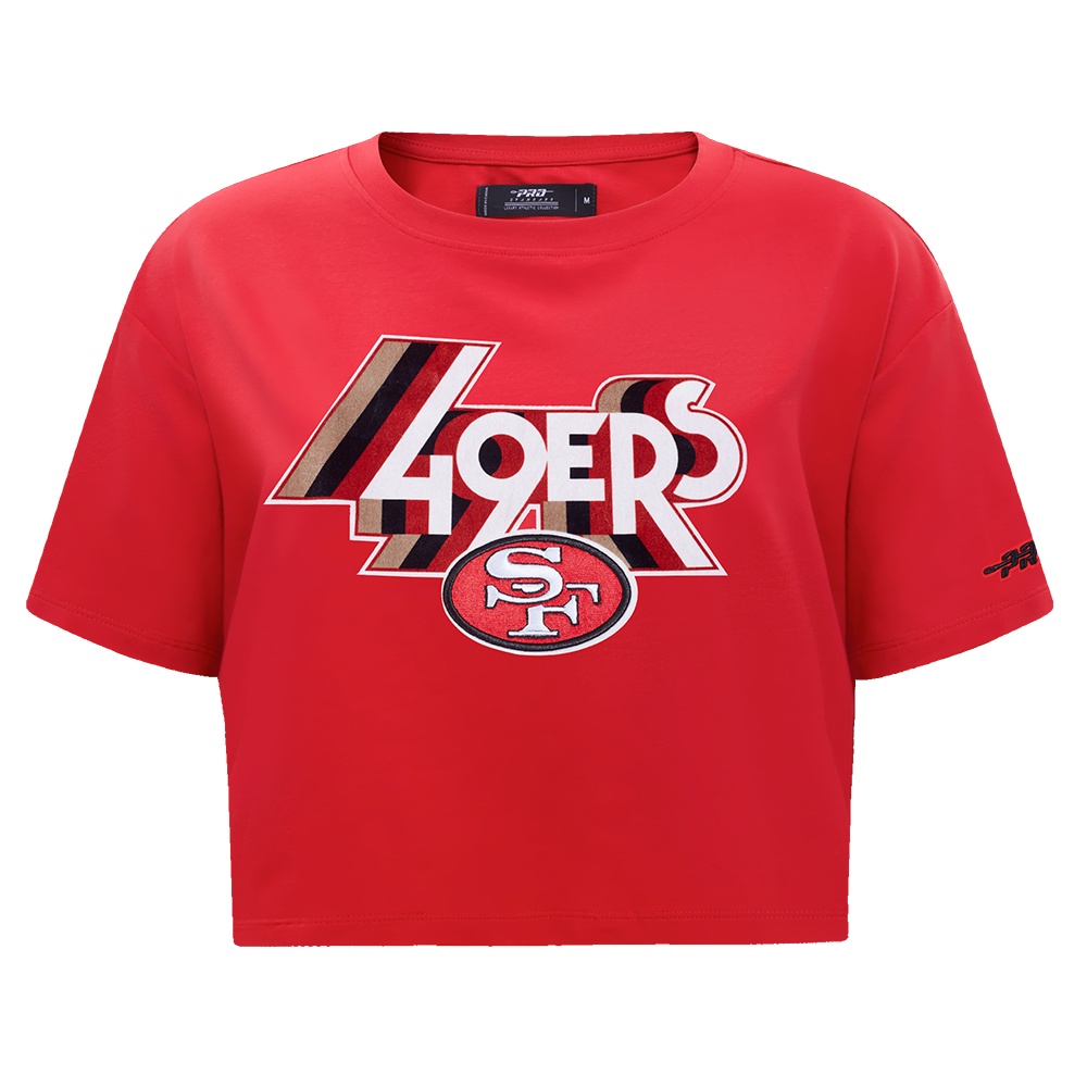 NFL SAN FRANCISCO 49ERS RETRO ELEVATION WOMEN'S SINGLE JERSEY BOXY TEE (RED)