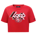 NFL SAN FRANCISCO 49ERS RETRO ELEVATION WOMEN'S SINGLE JERSEY BOXY TEE (RED)