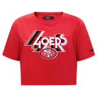 NFL SAN FRANCISCO 49ERS RETRO ELEVATION WOMEN'S SINGLE JERSEY BOXY TEE (RED)