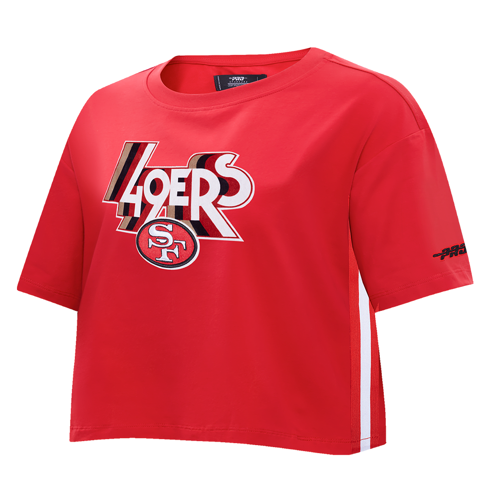 NFL SAN FRANCISCO 49ERS RETRO ELEVATION WOMEN'S SINGLE JERSEY BOXY TEE (RED)