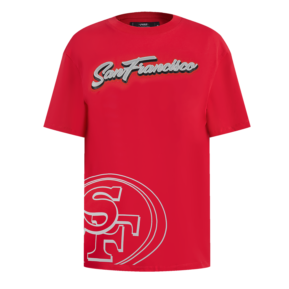 NFL SAN FRANCISCO 49ERS SHEER INFLUENCE WOMEN'S BOYFRIEND TEE (RED)