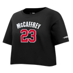 NFL SAN FRANCISCO 49ERS CHRISTIAN MCCAFFREY #23 CLASSIC PNN WOMEN'S SJ BOXY TEE (BLACK)