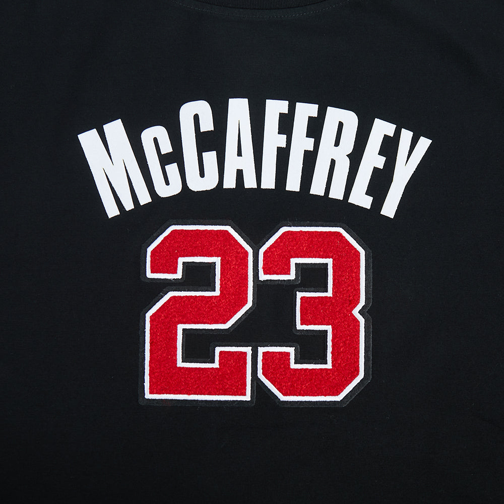 NFL SAN FRANCISCO 49ERS CHRISTIAN MCCAFFREY #23 CLASSIC PNN WOMEN'S SJ BOXY TEE (BLACK)