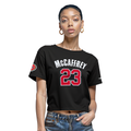 NFL SAN FRANCISCO 49ERS CHRISTIAN MCCAFFREY #23 CLASSIC PNN WOMEN'S SJ BOXY TEE (BLACK)