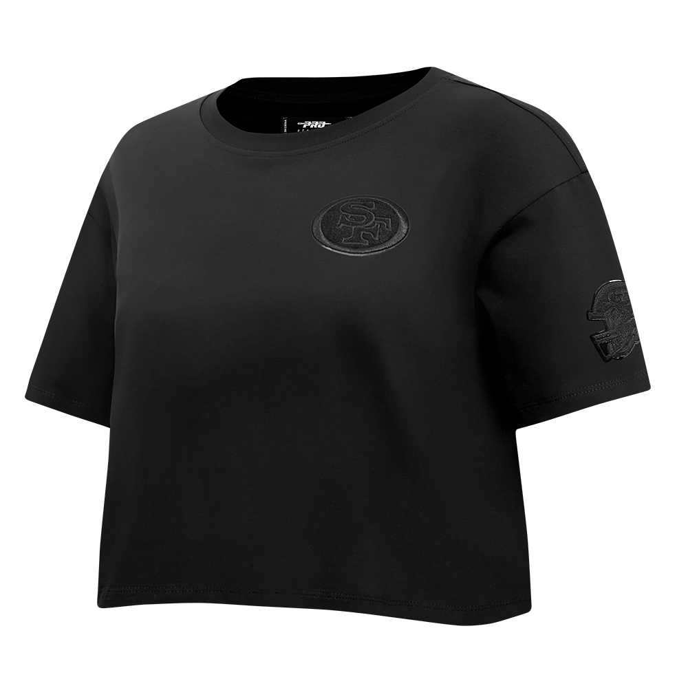 NFL SAN FRANCISCO 49ERS TRIPLE BLACK WOMEN'S SINGLE JERSEY BOXY TEE (TRIPLE BLACK WOMEN'S)