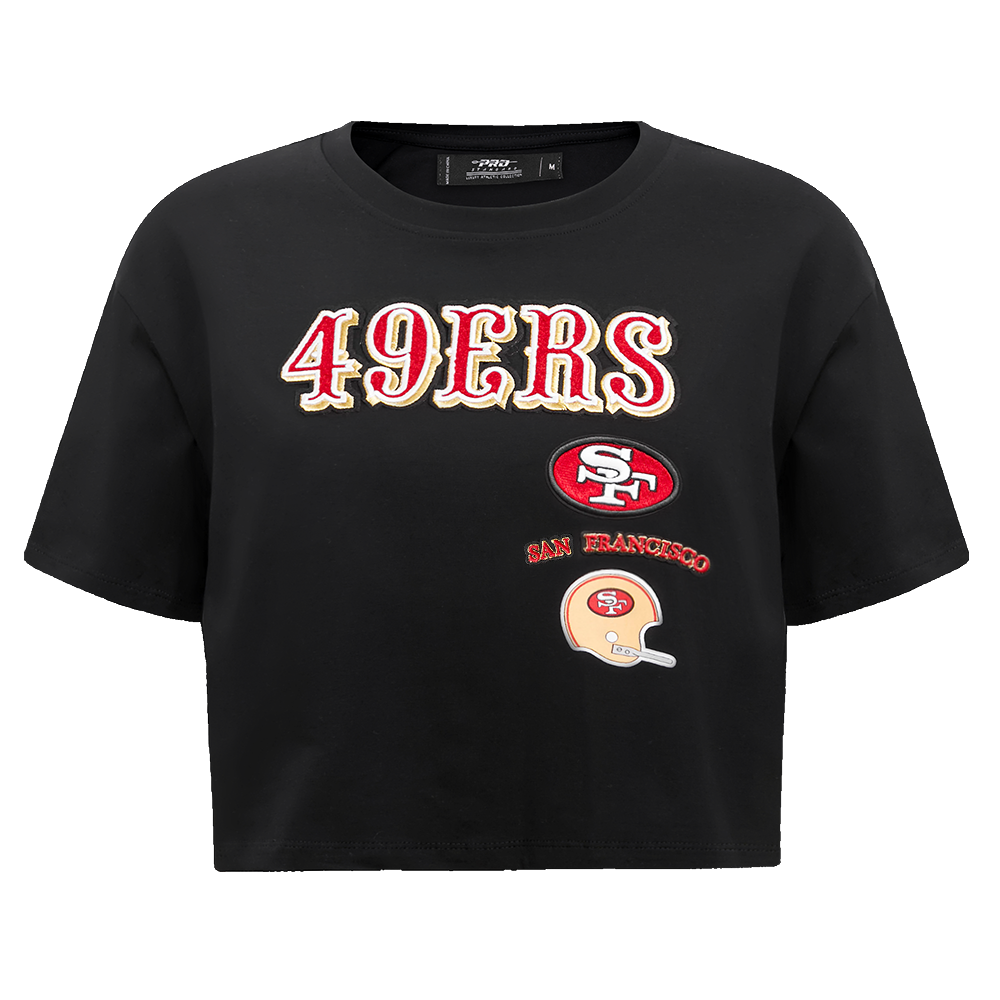 NFL SAN FRANCISCO 49ERS RETRO CLASSIC T-SHIRT À COUPE CARRÉE POUR FEMME (NOIR)