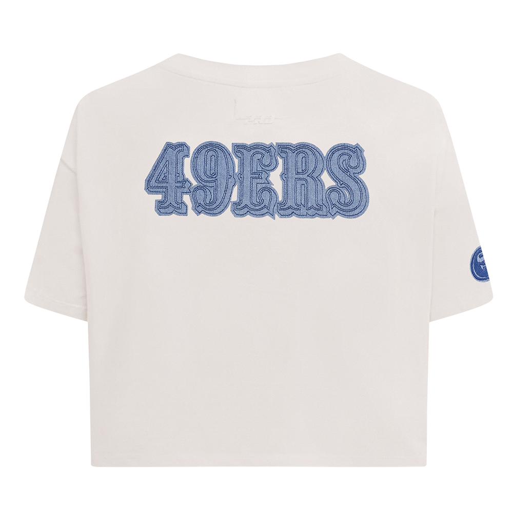 NFL SAN FRANCISCO 49ERS VARSITY BLUES WOMEN'S BOXY TEE (LINEN)