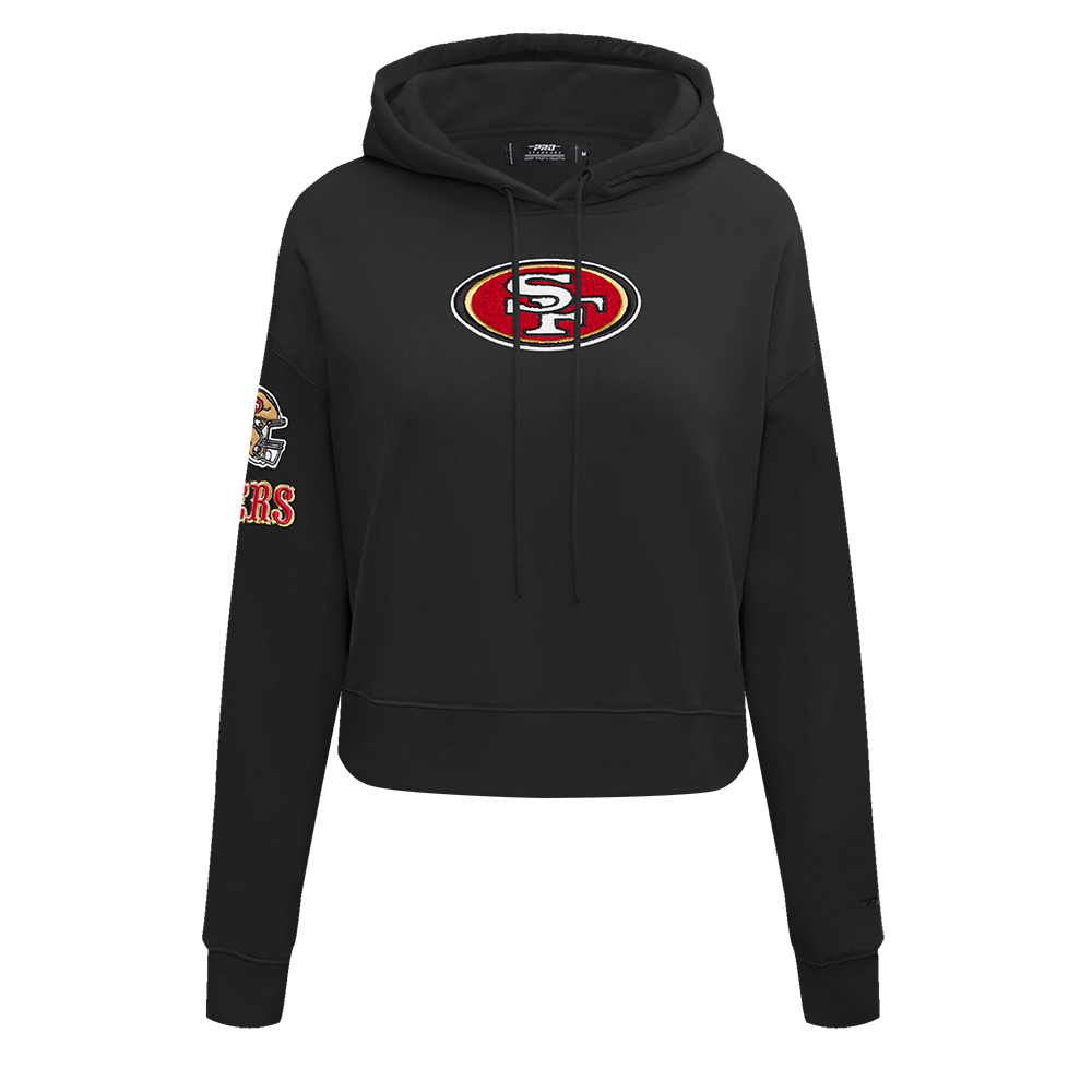 NFL SAN FRANCISCO 49ERS CLASSIC CHANDAIL À CAPUCHON COURT EN MOLLETON (NOIR)