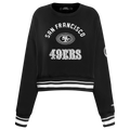 NFL SAN FRANCISCO 49ERS PEARLS WOMEN'S RIB FLEECE CREWNECK (BLACK)