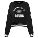 NFL SAN FRANCISCO 49ERS PEARLS WOMEN'S RIB FLEECE CREWNECK (BLACK)