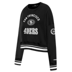 NFL SAN FRANCISCO 49ERS PEARLS WOMEN'S RIB FLEECE CREWNECK (BLACK)