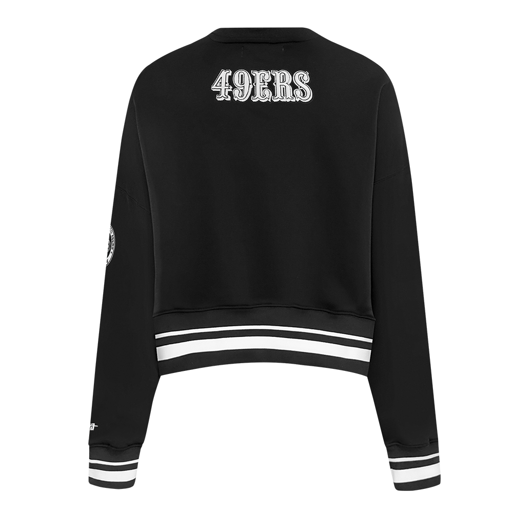 NFL SAN FRANCISCO 49ERS PEARLS WOMEN'S RIB FLEECE CREWNECK (BLACK)
