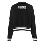 NFL SAN FRANCISCO 49ERS PEARLS WOMEN'S RIB FLEECE CREWNECK (BLACK)