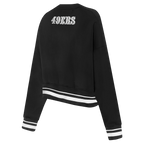 NFL SAN FRANCISCO 49ERS PEARLS WOMEN'S RIB FLEECE CREWNECK (BLACK)