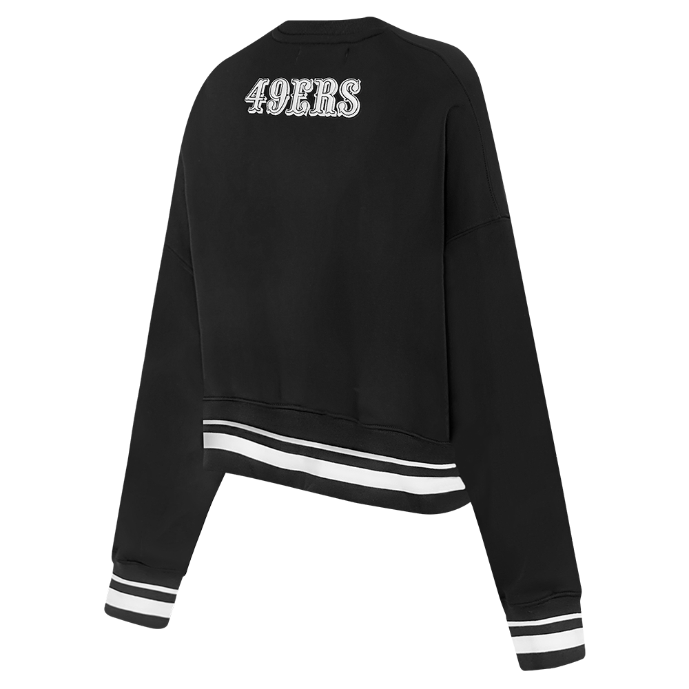 NFL SAN FRANCISCO 49ERS PEARLS WOMEN'S RIB FLEECE CREWNECK (BLACK)