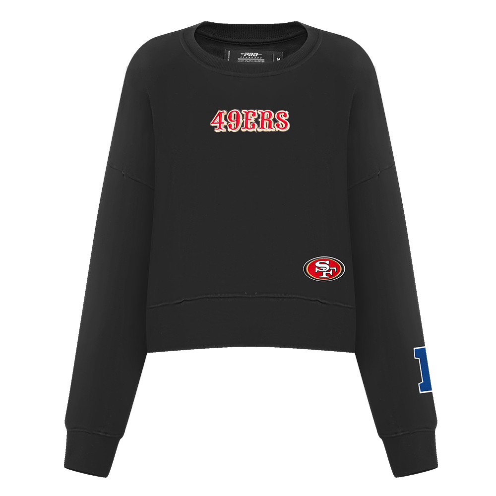 NFL SAN FRANCISCO 49ERS WINGSPAN WOMEN'S FLEECE CREWNECK (BLACK)