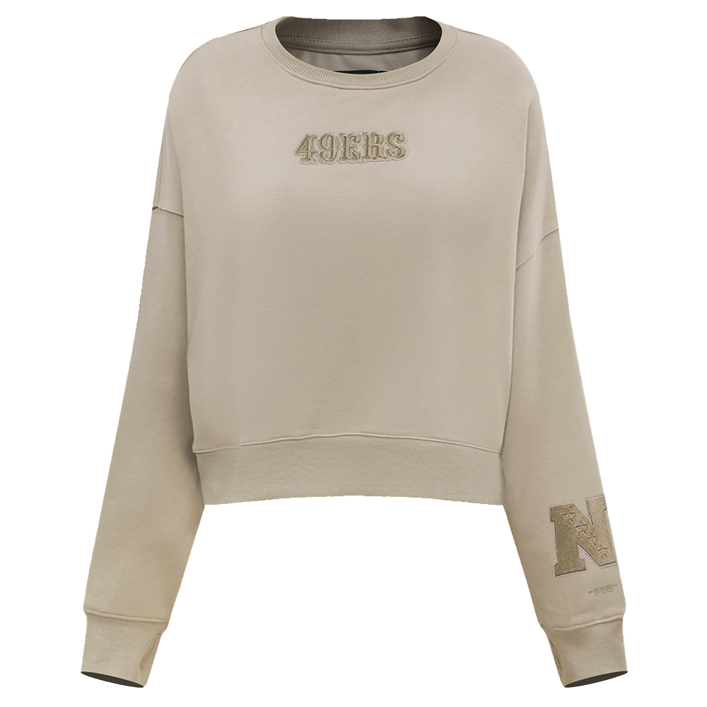NFL SAN FRANCISCO 49ERS WINGSPAN WOMEN'S FLEECE CREWNECK (TAUPE)