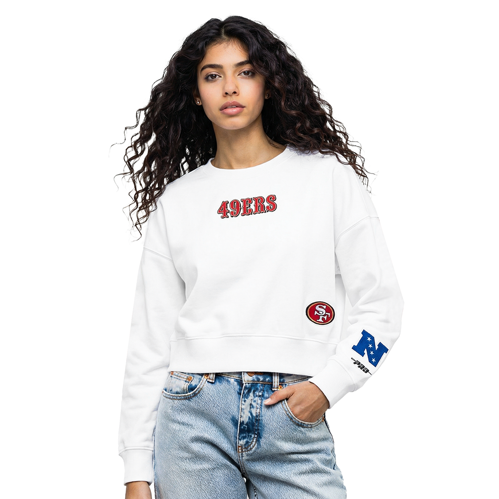 NFL SAN FRANCISCO 49ERS WINGSPAN CHANDAIL À COL ROND EN MOLLETON POUR FEMME (BLANC)