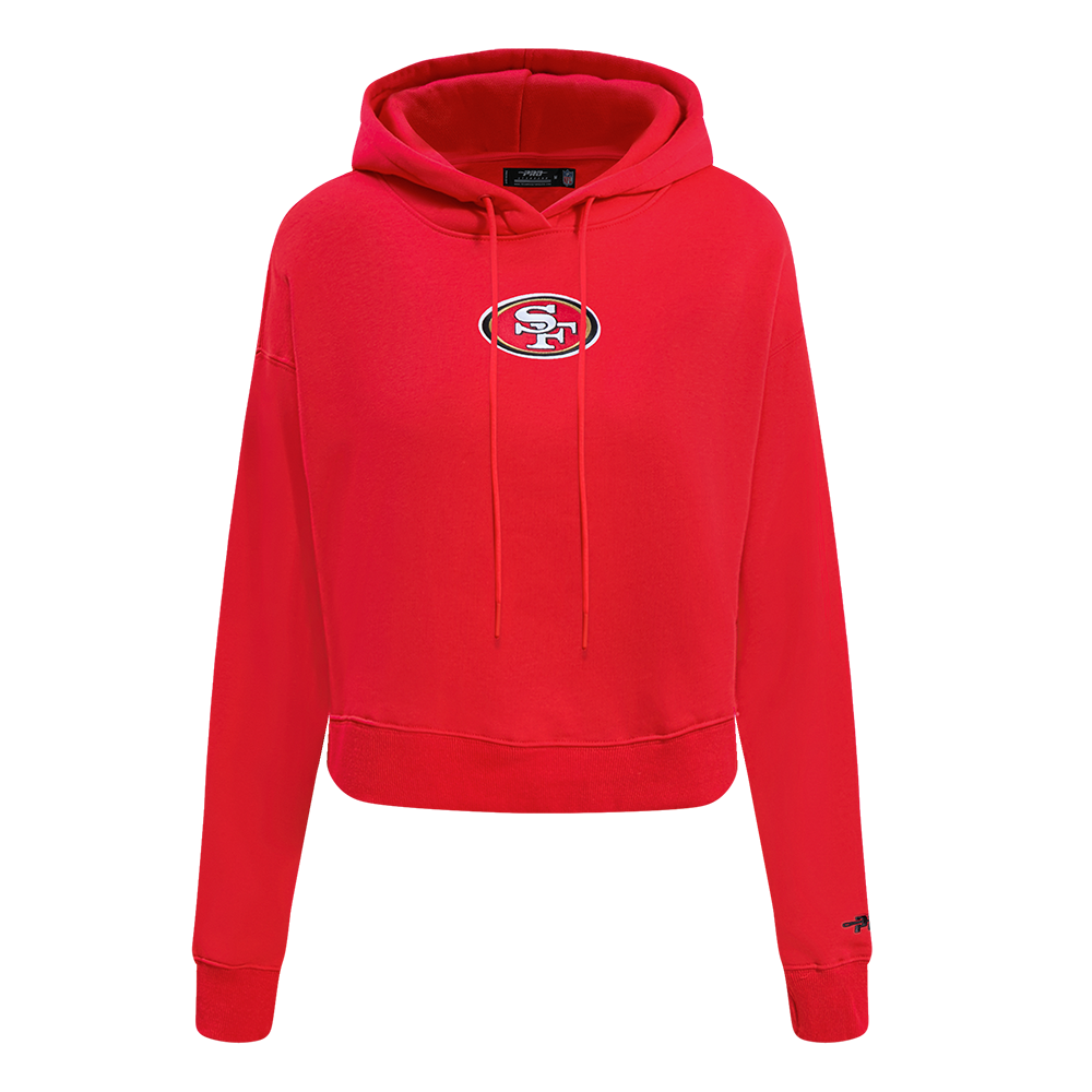 NFL SAN FRANCISCO 49ERS WINGSPAN WOMEN'S FLC CROPPED PO HOODIE (RED)