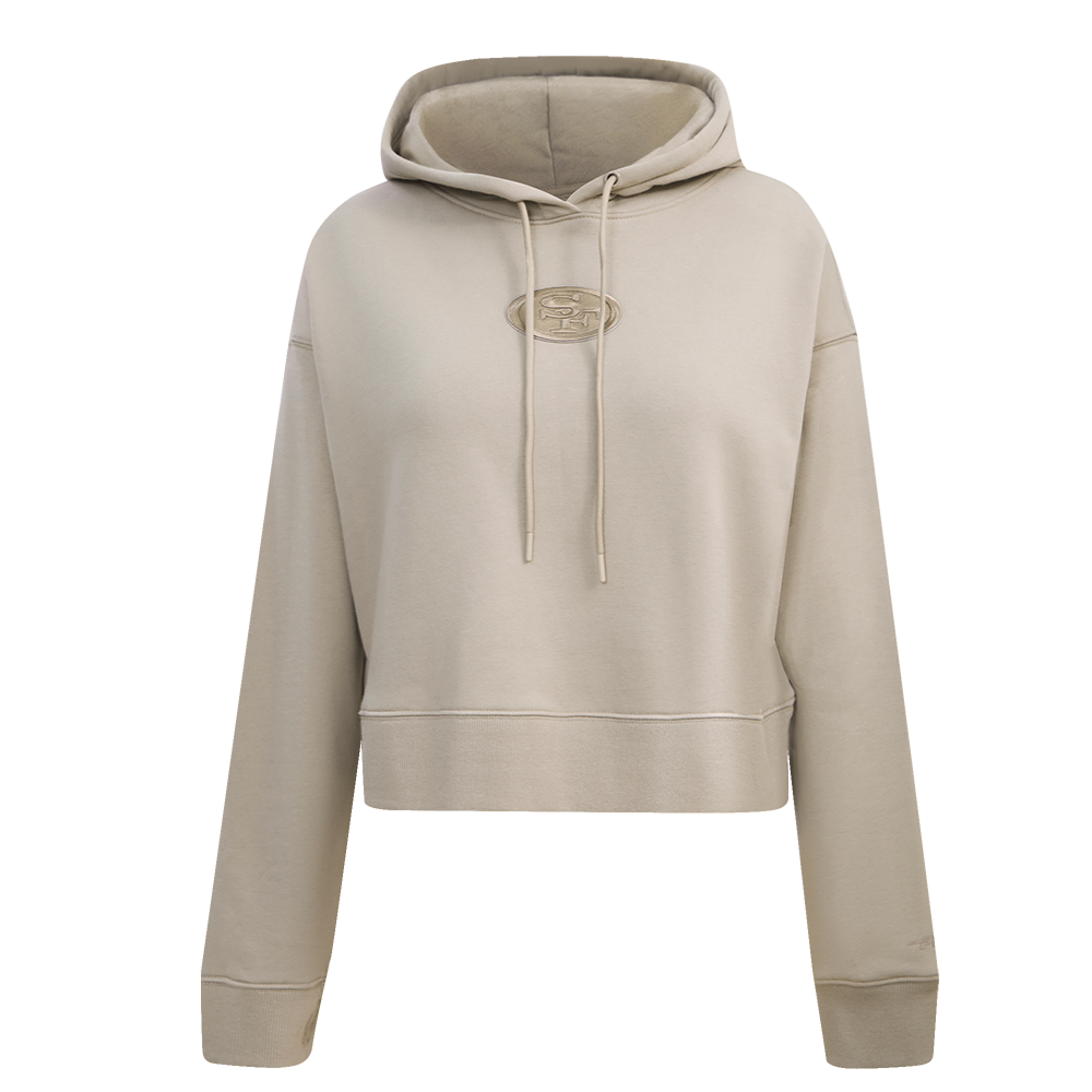 NFL SAN FRANCISCO 49ERS WINGSPAN WOMEN'S FLC CROPPED PO HOODIE (TAUPE)