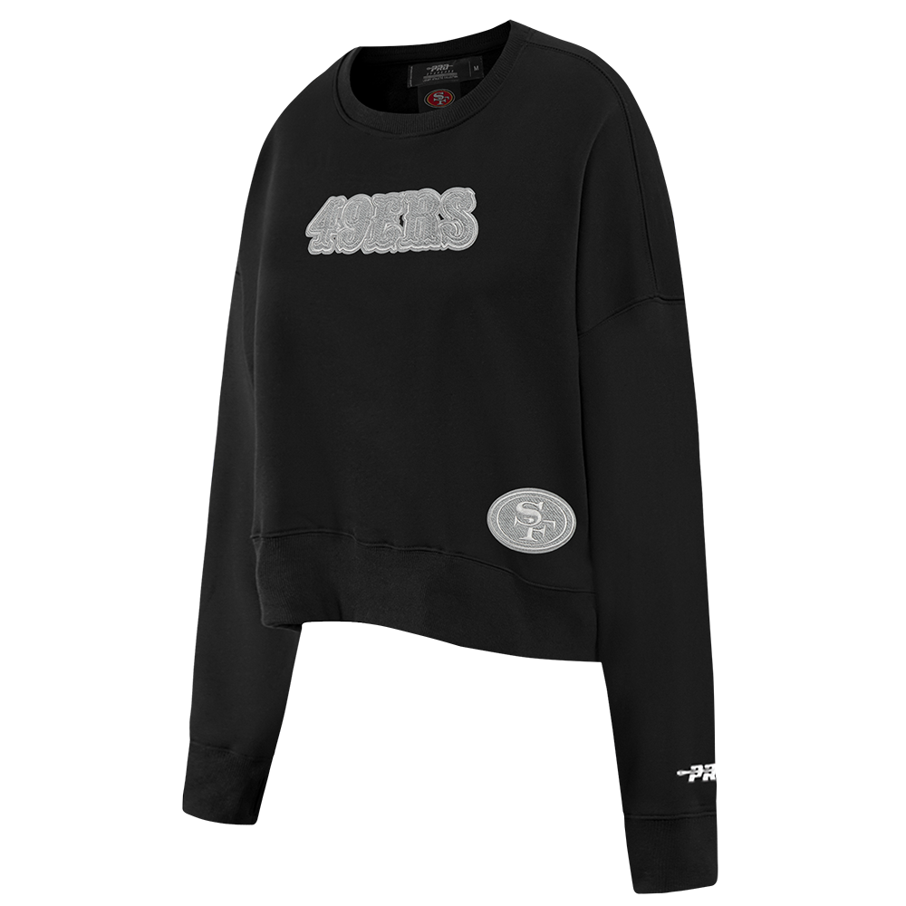 NFL SAN FRANCISCO 49ERS REVERSE FRENCH TERRY WOMEN'S FLEECE CREWNECK (BLACK)