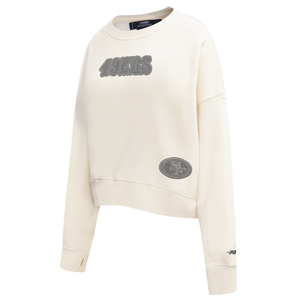 NFL SAN FRANCISCO 49ERS REVERSE FRENCH TERRY WOMEN'S FLEECE CREWNECK (EGGSHELL)