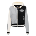 NFL SAN FRANCISCO 49ERS REVERSE FRENCH TERRY CHANDAIL À CAPUCHON EN MOLLETON À GLISSIÈRE ET À BLOCS DE COULEUR POUR FEMME (NOIR/GRIS/COQUILLE D'ŒUF)