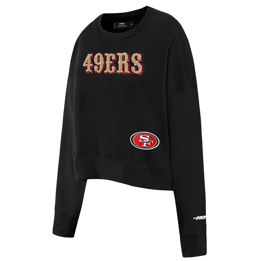NFL SAN FRANCISCO 49ERS GAME DAY CLASSICS WOMEN'S DOUBLE KNIT CREWNECK (BLACK)
