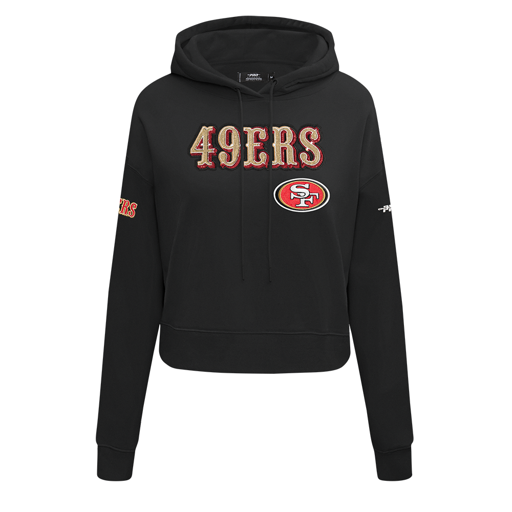 NFL SAN FRANCISCO 49ERS GAME DAY CLASSICS WOMEN'S DK CROPPED PO HOODIE (BLACK)