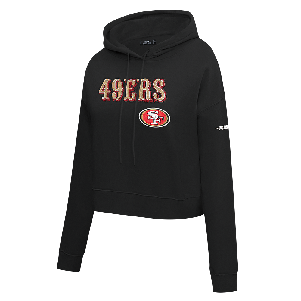 NFL SAN FRANCISCO 49ERS GAME DAY CLASSICS WOMEN'S DK CROPPED PO HOODIE (BLACK)