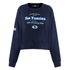NFL SAN FRANCISCO 49ERS COUNTRY CLUB CHANDAIL À COL ROND EN MAILLE DOUBLE POUR FEMME (MARINE MINUIT)