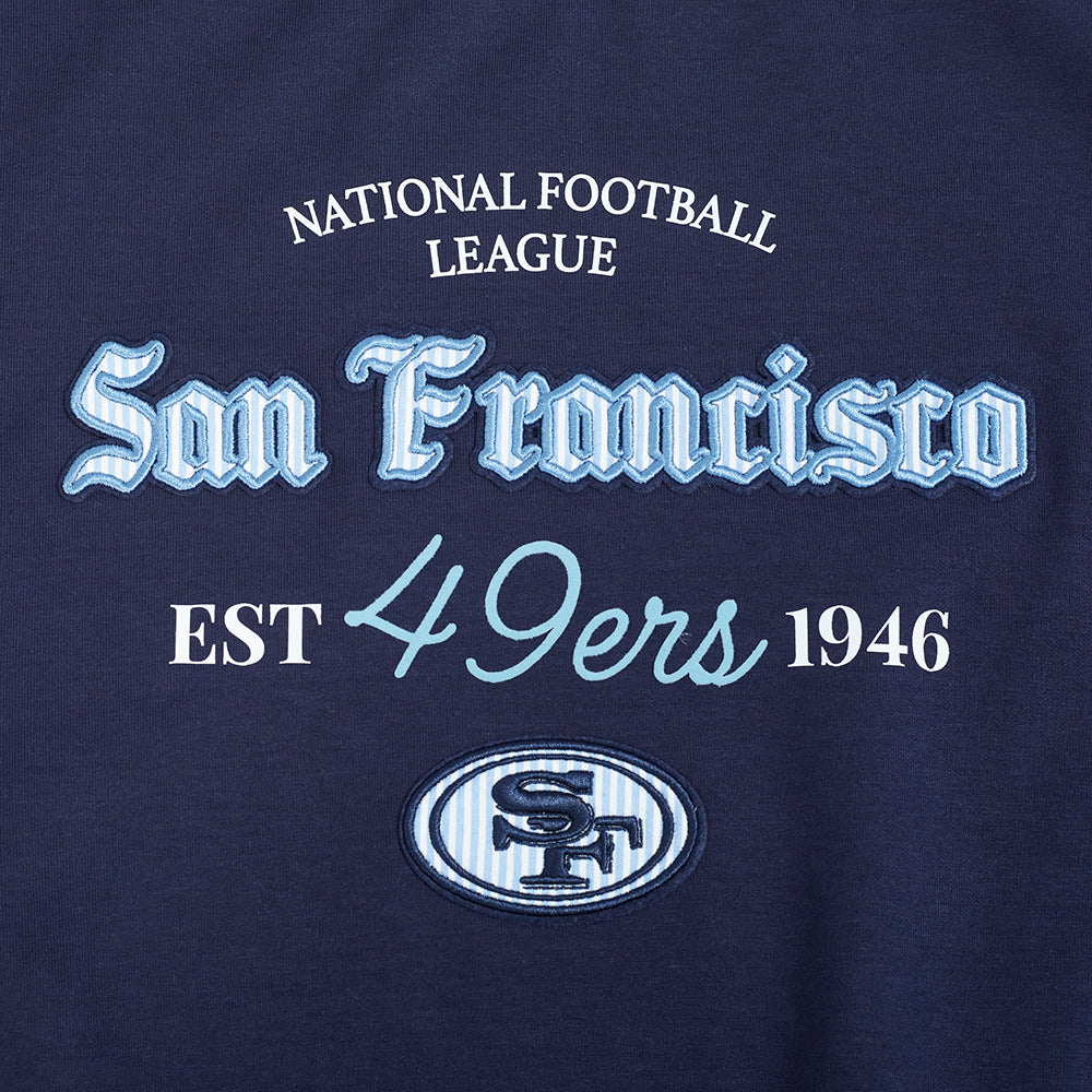 NFL SAN FRANCISCO 49ERS COUNTRY CLUB CHANDAIL À COL ROND EN MAILLE DOUBLE POUR FEMME (MARINE MINUIT)