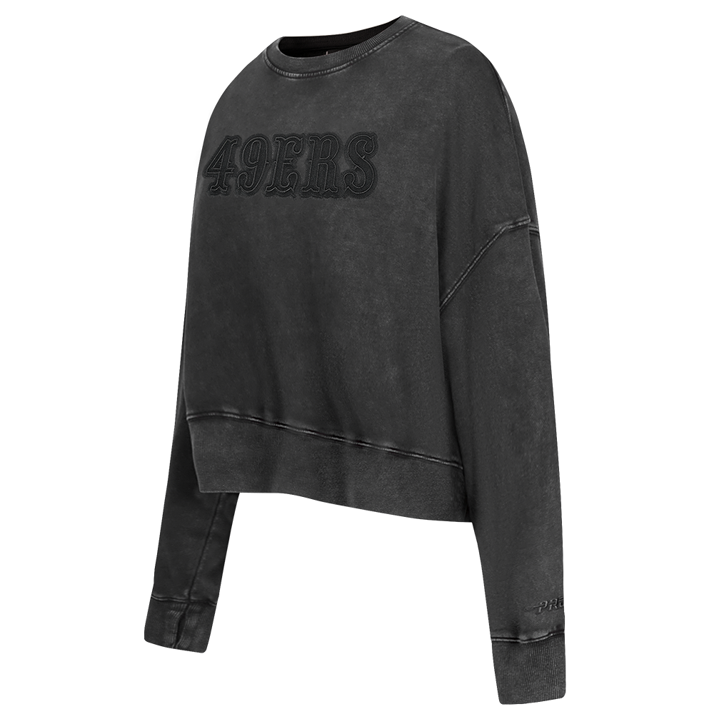 NFL SAN FRANCISCO 49ERS WASHED CLASSIC CHANDAIL À COL ROND EN MOLLETON FRANÇAIS DÉLAVÉ À L'ENZYME POUR FEMME (NOIR DÉLAVÉ)
