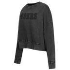NFL SAN FRANCISCO 49ERS WASHED CLASSIC CHANDAIL À COL ROND EN MOLLETON FRANÇAIS DÉLAVÉ À L'ENZYME POUR FEMME (NOIR DÉLAVÉ)