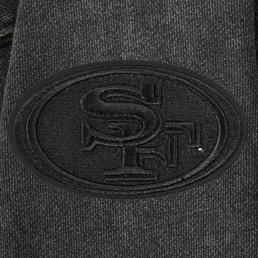 NFL SAN FRANCISCO 49ERS WASHED CLASSIC CHANDAIL À COL ROND EN MOLLETON FRANÇAIS DÉLAVÉ À L'ENZYME POUR FEMME (NOIR DÉLAVÉ)