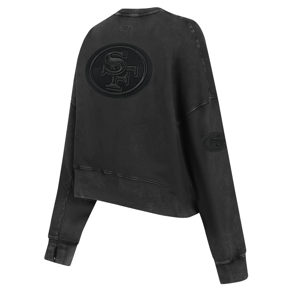NFL SAN FRANCISCO 49ERS WASHED CLASSIC CHANDAIL À COL ROND EN MOLLETON FRANÇAIS DÉLAVÉ À L'ENZYME POUR FEMME (NOIR DÉLAVÉ)